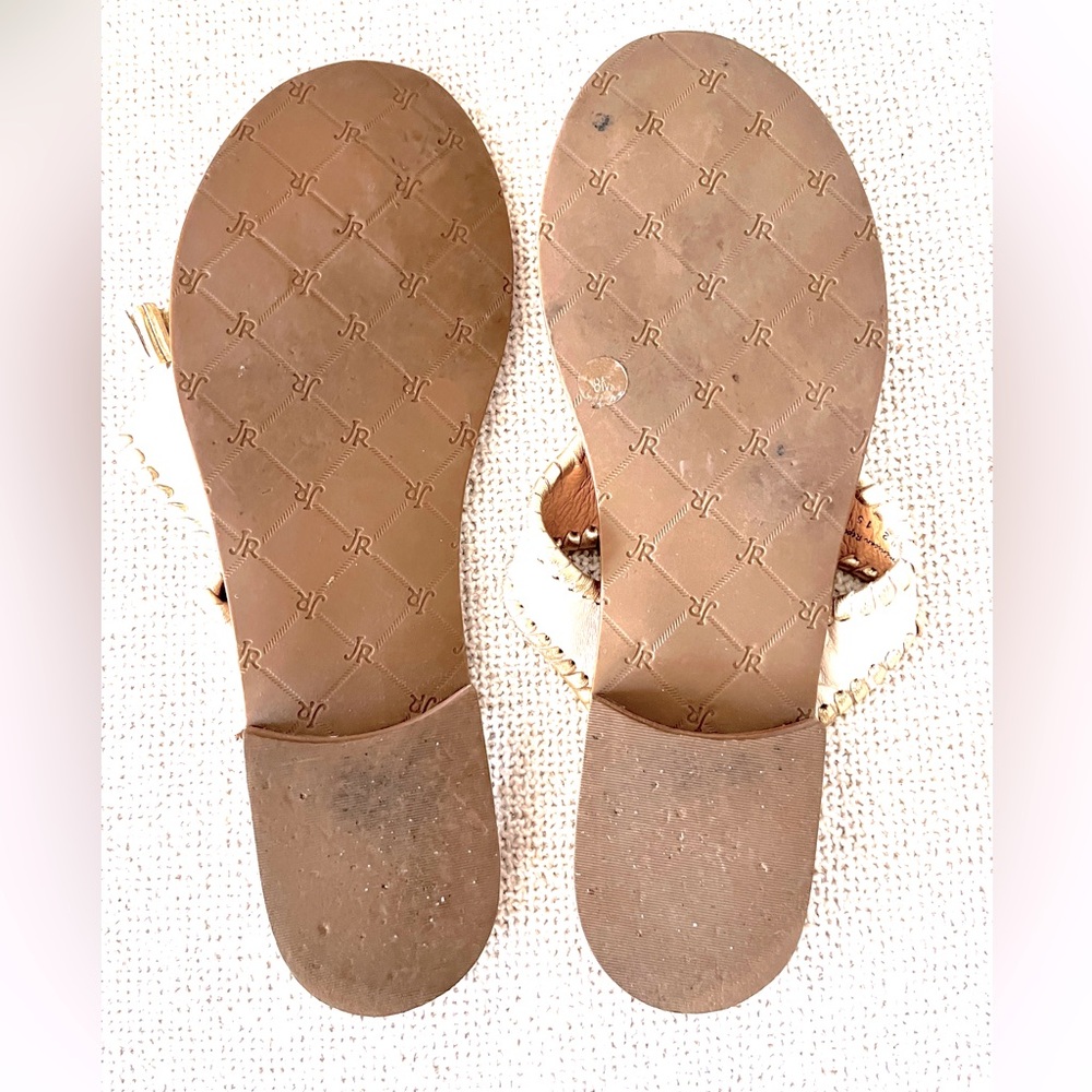 🎀HP 5X🎀 JACK ROGERS SANDALS 8M Gold Cream Tassels 🎀 - Picture 5 of 5